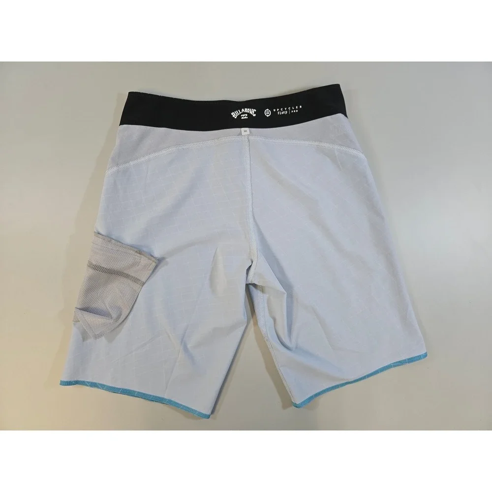 Billabong Upcycler Fluid Pro‎ Board Shorts Mens 30 Blue Black Grid Swim Trunks